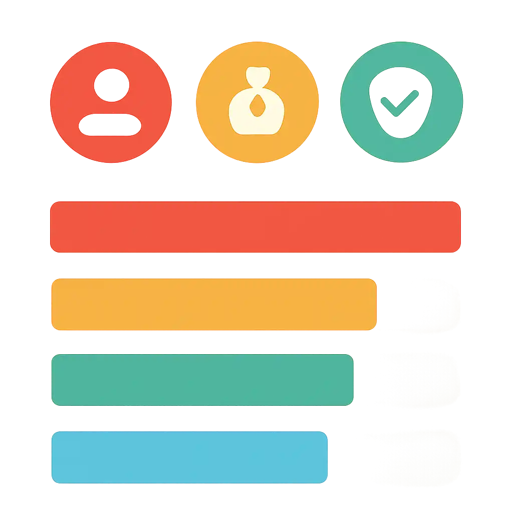 Infographic comparing options using coloured bars and, Rummy Nabob
