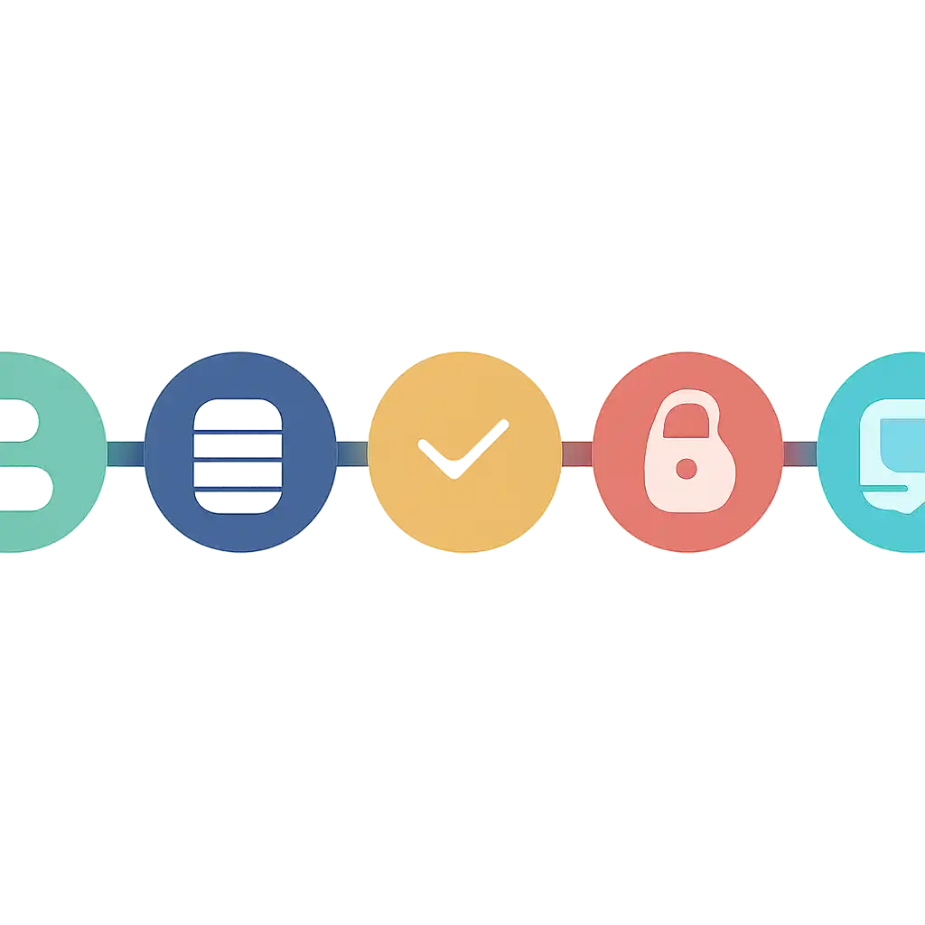 Five numbered circular icons connected by arrows in a horizontal flow, Rummy Nabob Registration and Login Steps steps