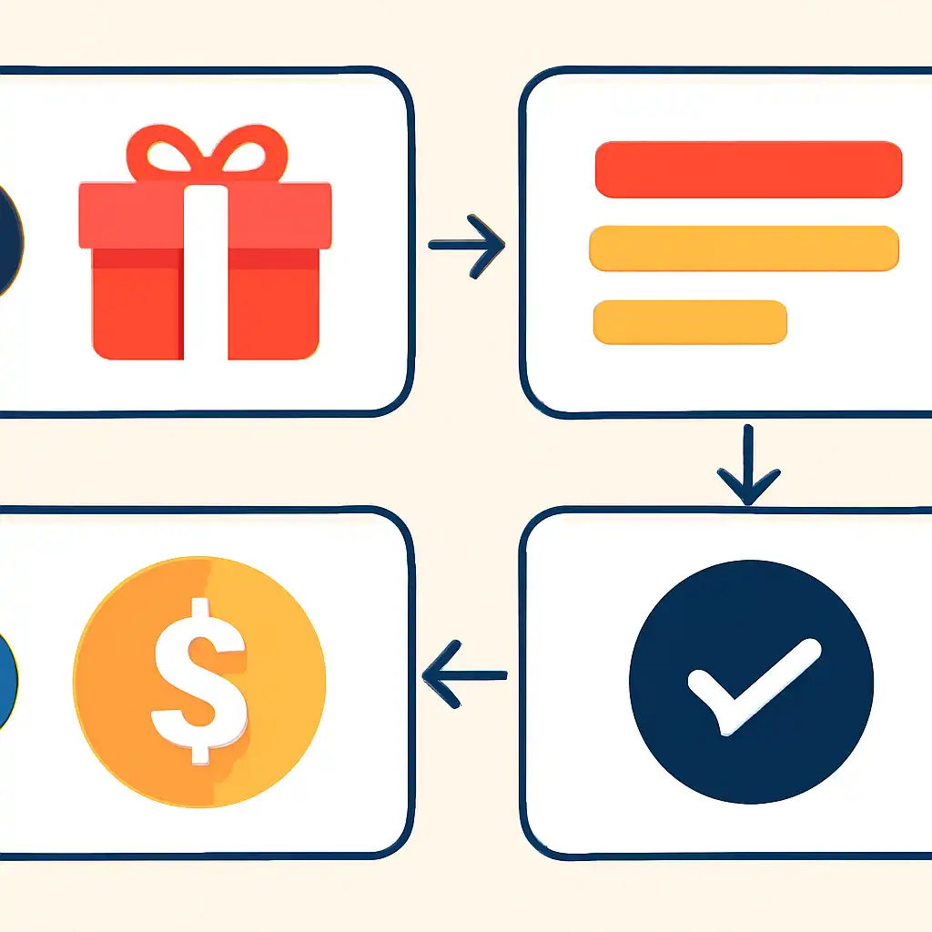 Annotated step diagram: welcome bonus terms process with numbered callouts, Rummy Nabob